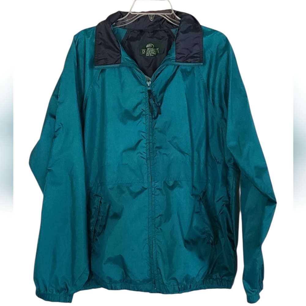 VTG 90s Bass Pro Shops Outdoors Teal Windbreaker Jacket Large Mesh Lined